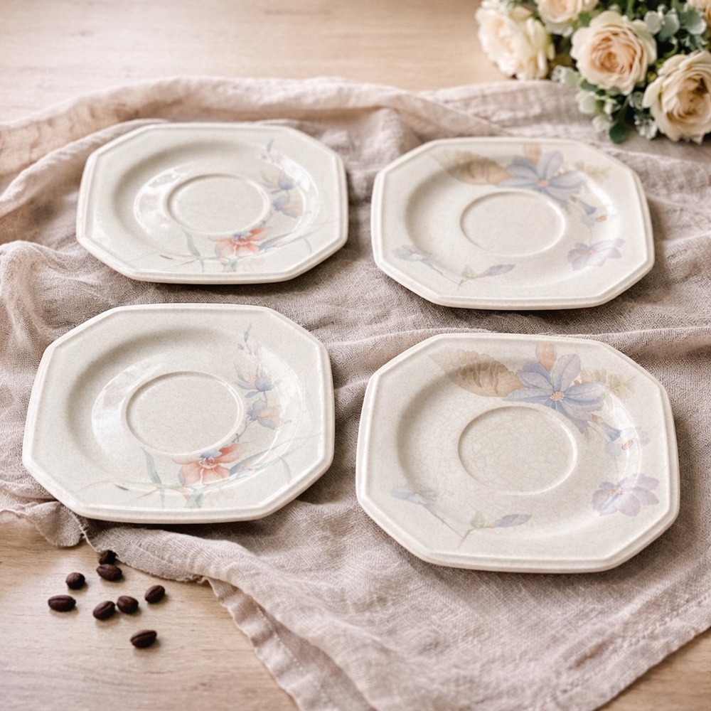 Mikasa Melissa Set of 4 Saucer Plates Floral Casual Moods Vintage Japan